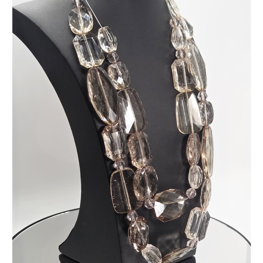 Fabulous Statement Necklace Jones New York Champagne Crystal Faceted Nuggets